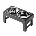 Adjustable Elevated Dual Pet Bowl Stand with Slow-feeder bowl water bowl - black