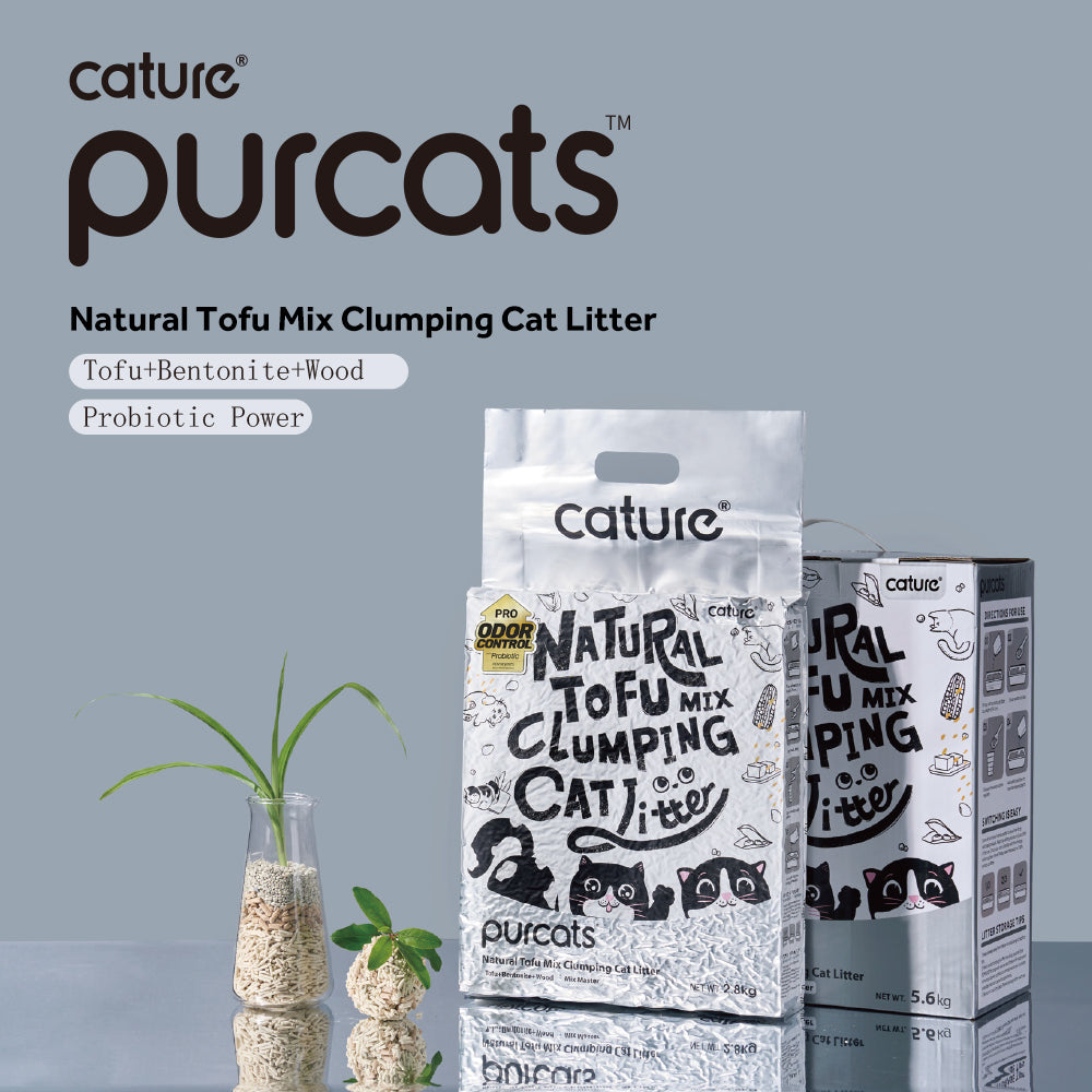 CATURE Tofu Clumping Cat Litter Pellet & Bentonite & Wood 14L/5.6Kg