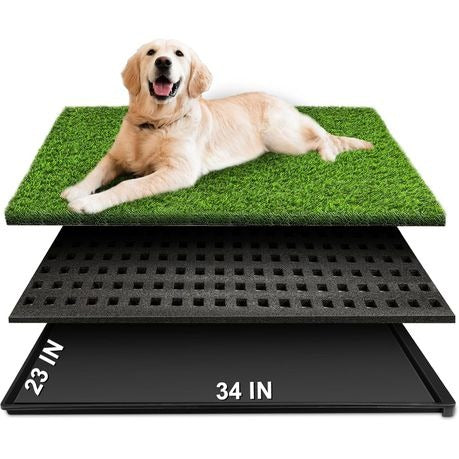 Indoor Dog Potty Tray with Artificial Grass/Black Frame