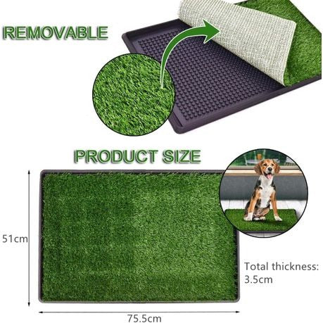Indoor Dog Potty Tray with Artificial Grass/Black Frame