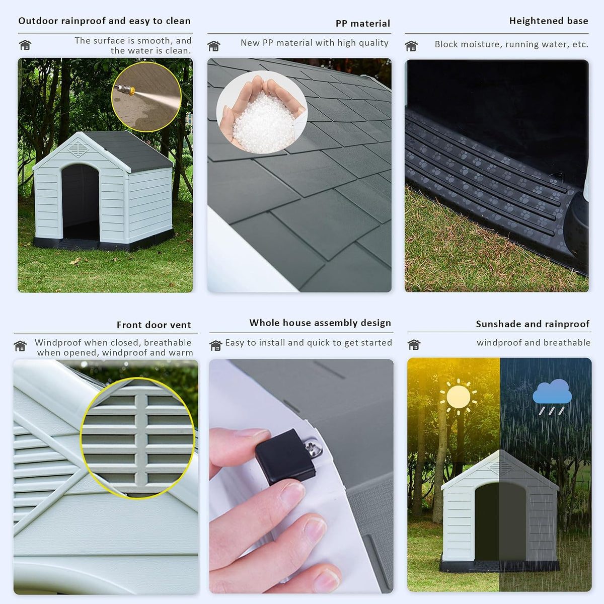 Indoor Outdoor Plastic Waterproof Dog House Kennel -XXL