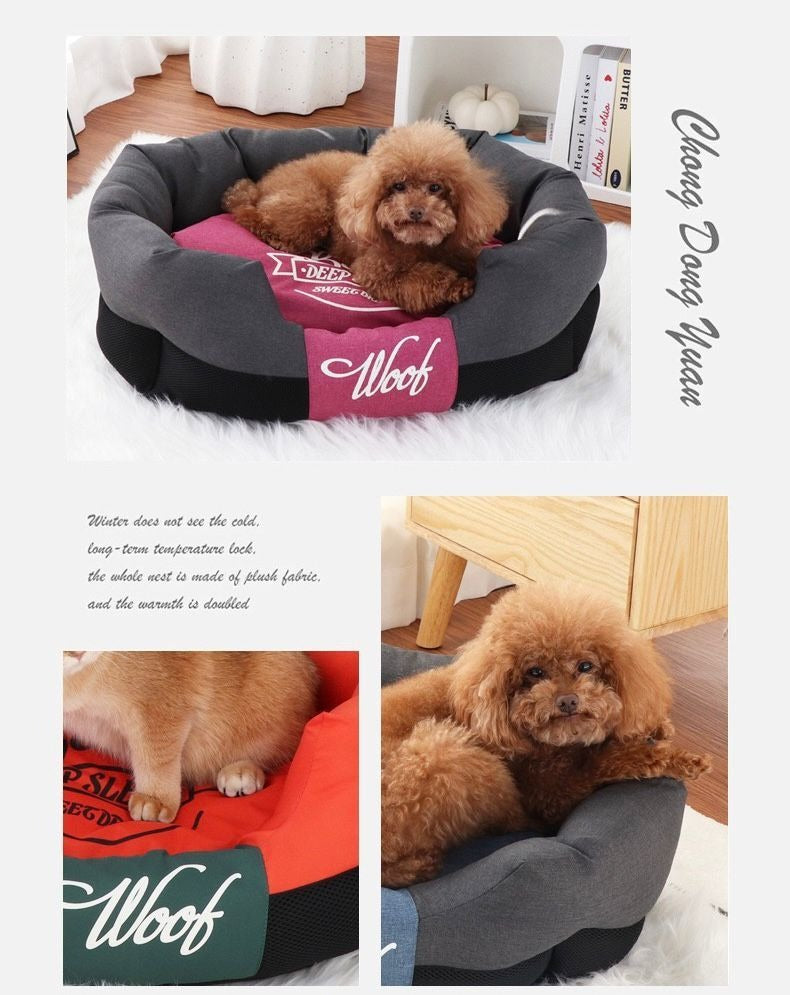 Waterproof Dog Bed With Pillow Removable Cover Pet Bed Orthopedic Mat Zipper Washable For All Seasons