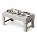 Adjustable Elevated Dual Pet Bowl Stand with Slow-feeder bowl water bowl -  gray