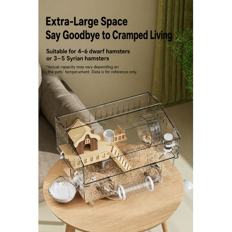 Large Transparent Hamster Cage -Multi-Level Small Animal Habitat