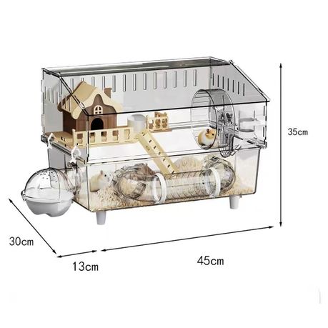 Large Transparent Hamster Cage -Multi-Level Small Animal Habitat