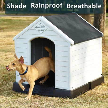Plastic Waterproof Dog Kennel Medium - Grey