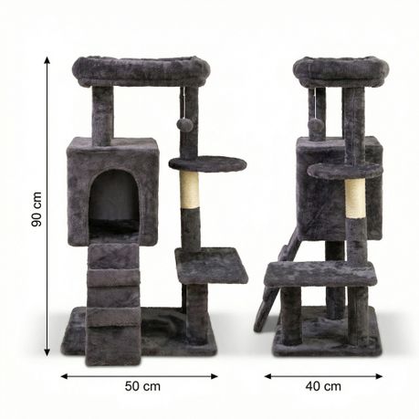 Cat Tree House Tower & Climbing Frame Sisal Post - 90cm Dark Gray
