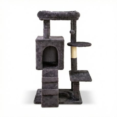 Cat Tree House Tower & Climbing Frame Sisal Post - 90cm Dark Gray