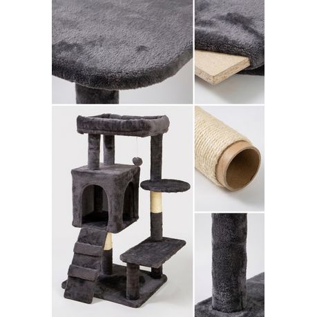 Cat Tree House Tower & Climbing Frame Sisal Post - 90cm Dark Gray