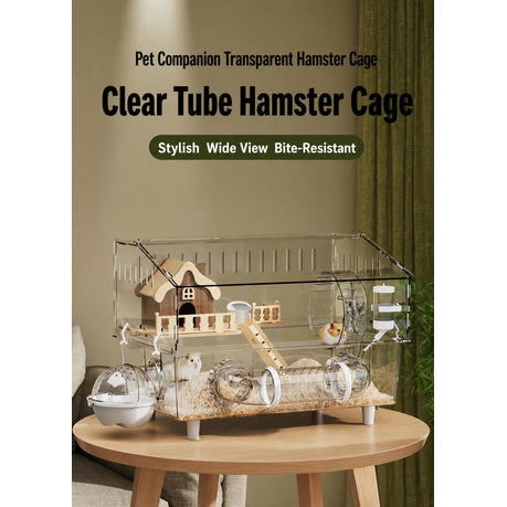 Large Transparent Hamster Cage -Multi-Level Small Animal Habitat