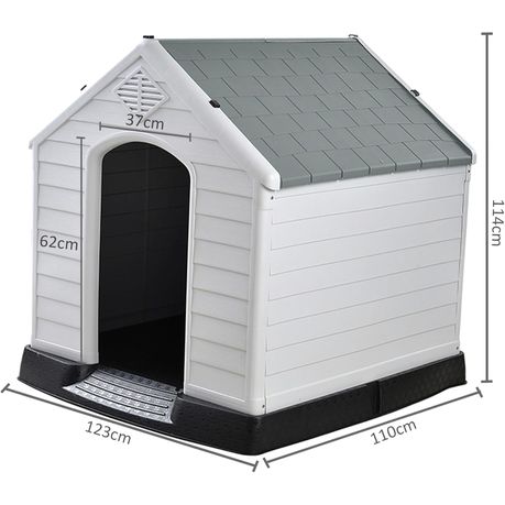 Plastic Waterproof Dog Kennel Medium - Grey