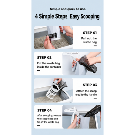 Cat Litter Scoop with Built-in Trash Bag Storage